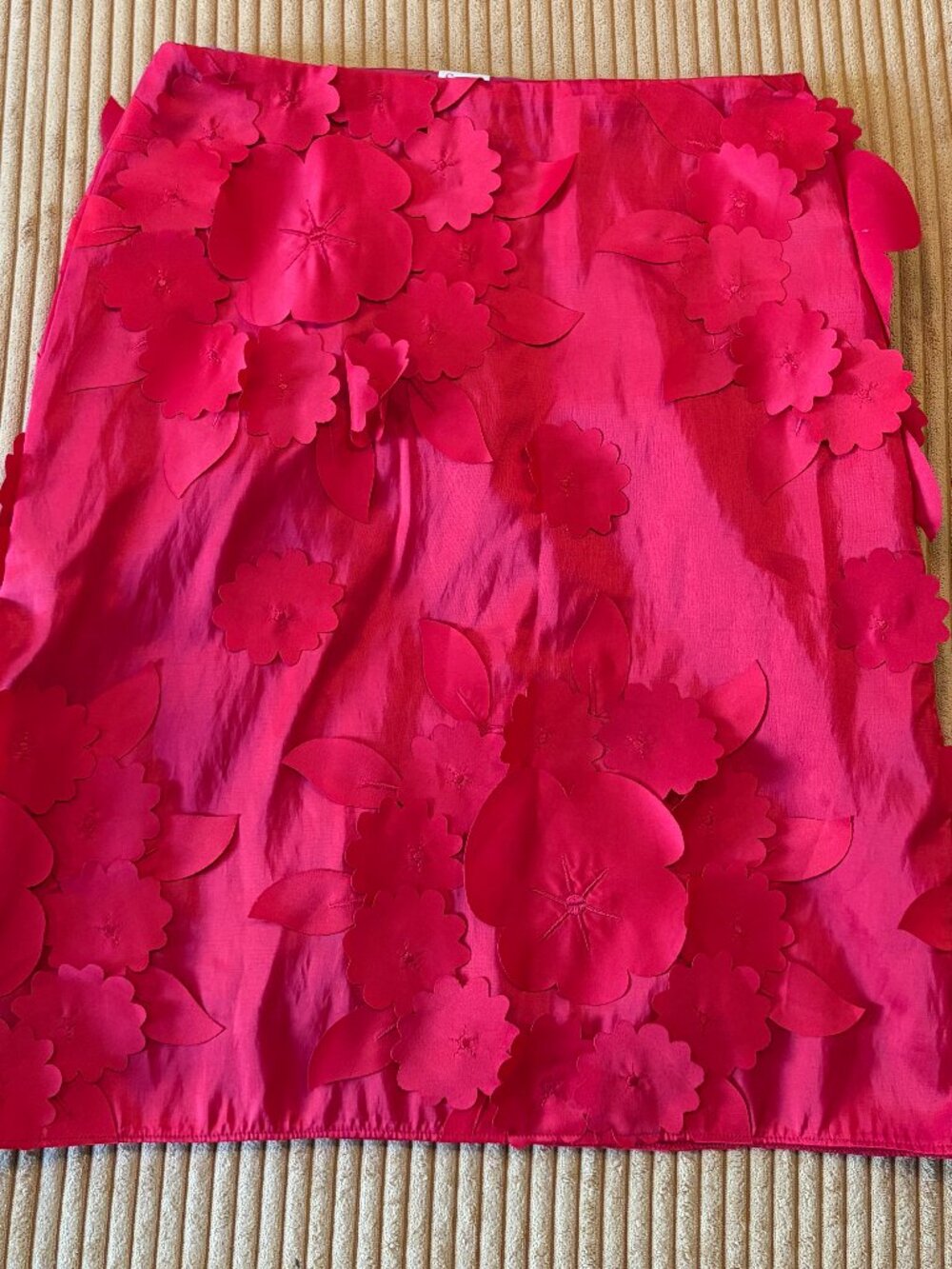 Vintage Sevier Skirts 3D Floral Appliqué Mini Skirt Pink Red Y2K